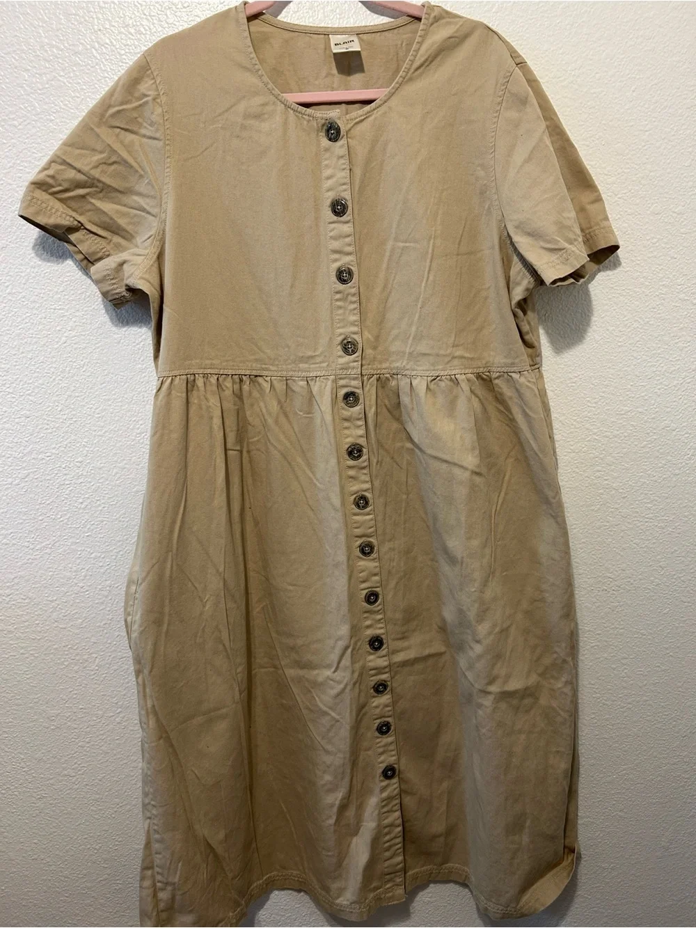Blair Beige Button-Front Midi Dress